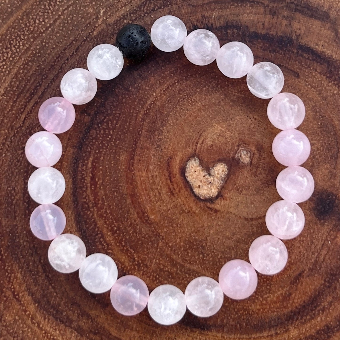 Love & Grounding Crystal Bracelet - Rose Quartz & Lava Stone