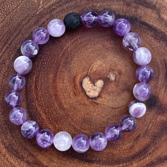 Calming & Grounding Crystal Bracelet - Amethyst & Lava Stone