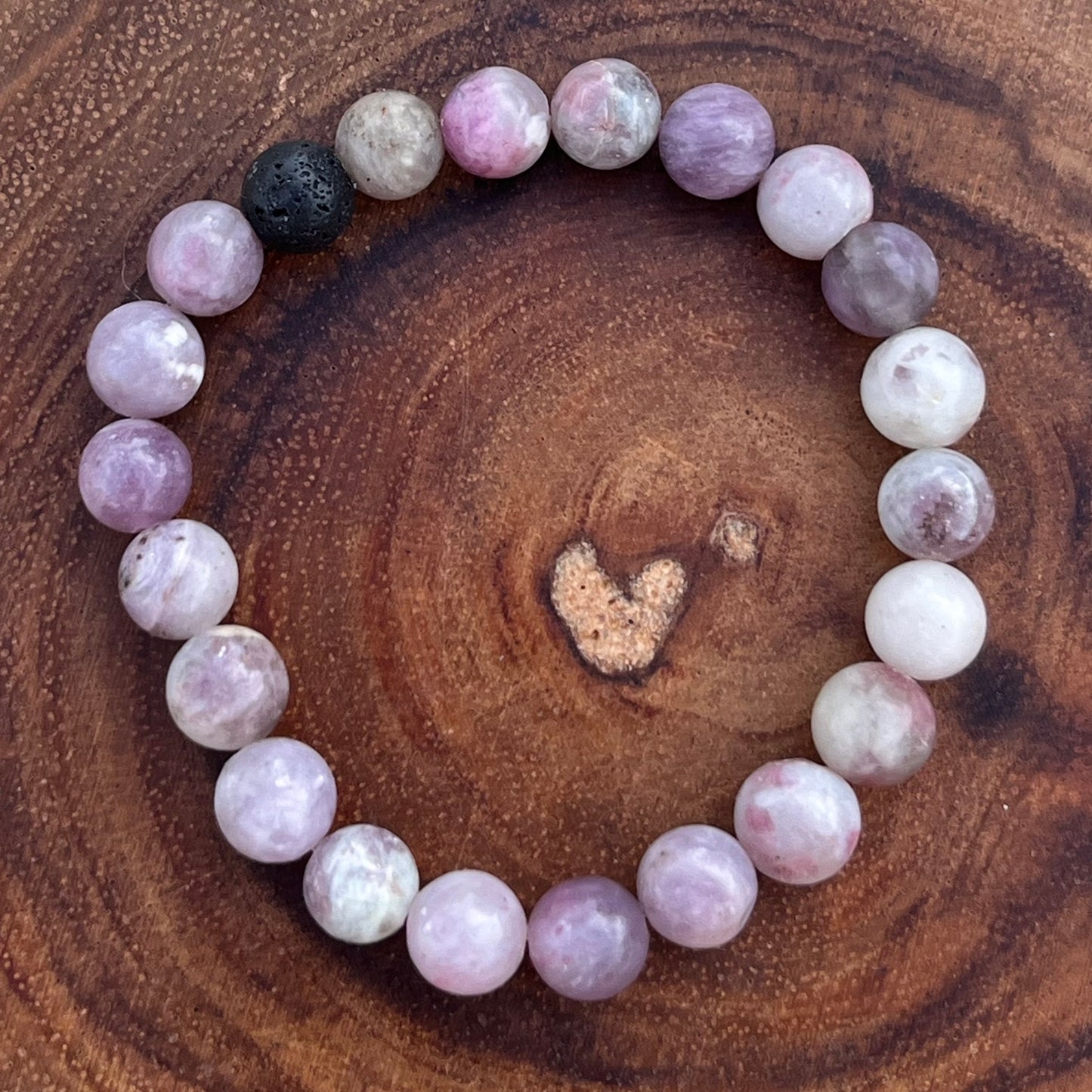 Nurturing & Grounding Crystal Bracelet - Lilac Jasper & Lava Stone